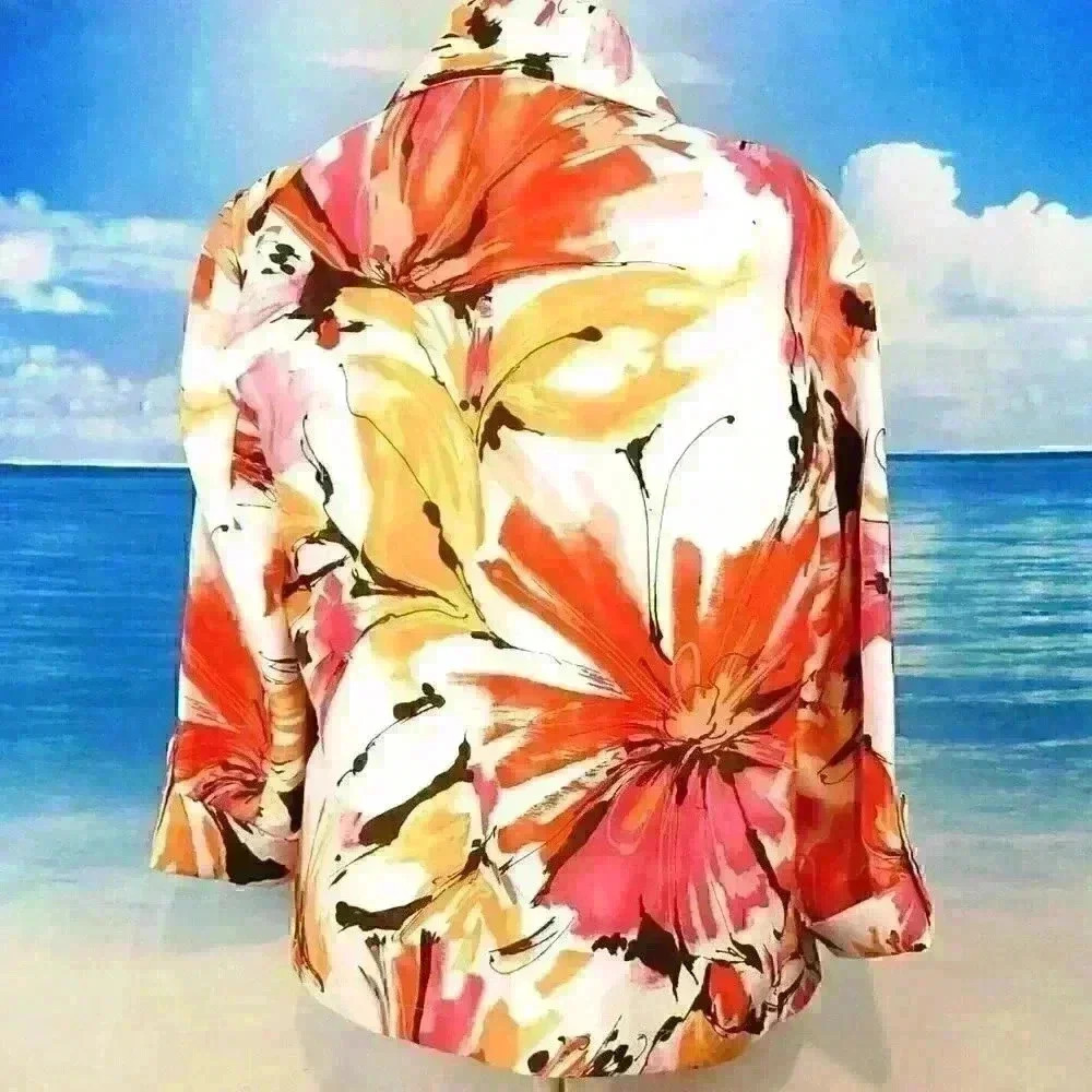 SOUTHERN LADY Womans Fabric Jacket Top MULTI COLOR Lightweight Coat Shirt size 6 - Picture 6 of 8